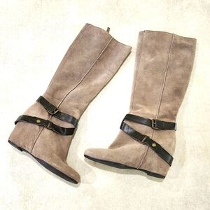 Franco Sarto Tan and Black Heeled Boots